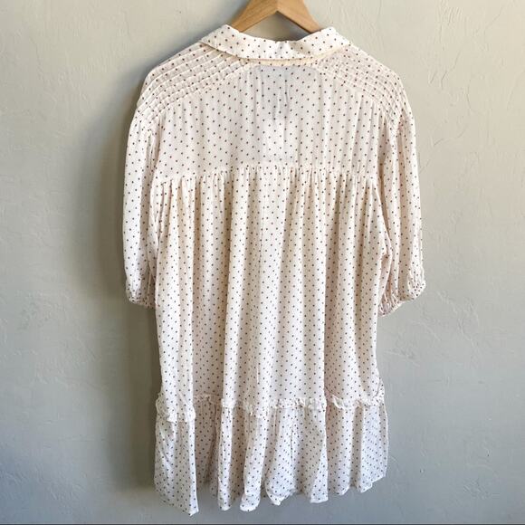 NWT‎ Zara Cream Polka Dot Babydoll Mini Dress - Picture 4 of 9